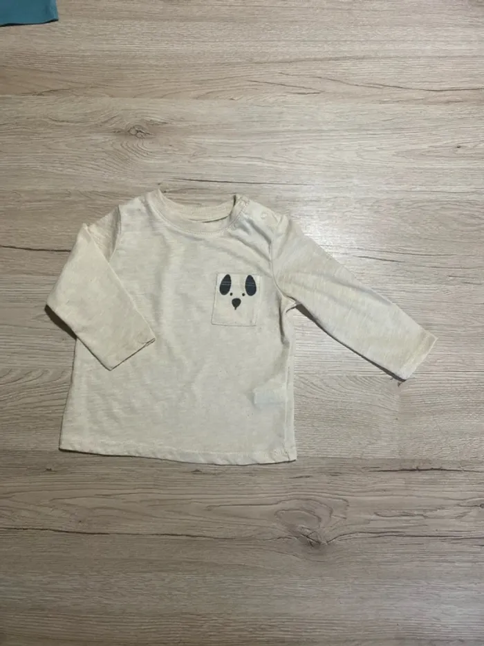 Tee-shirt chien manche longue mi-saison bébé garçon 6 mois Kiabi