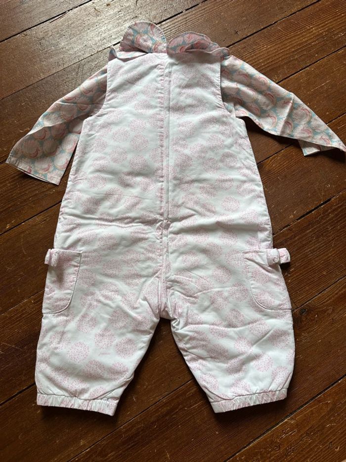 Ensemble Jacadi salopette chemisier paon rose 6 mois - photo numéro 4