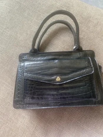 Sac à main vintage cuir noir Triangle de Penrose