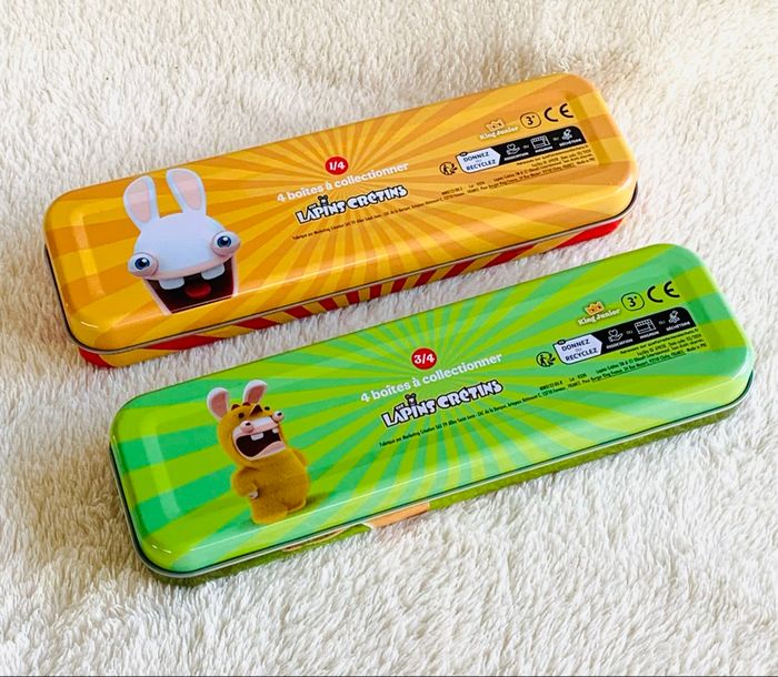Lot 2 boîtes à crayons en metal Lapins cretins - photo numéro 2