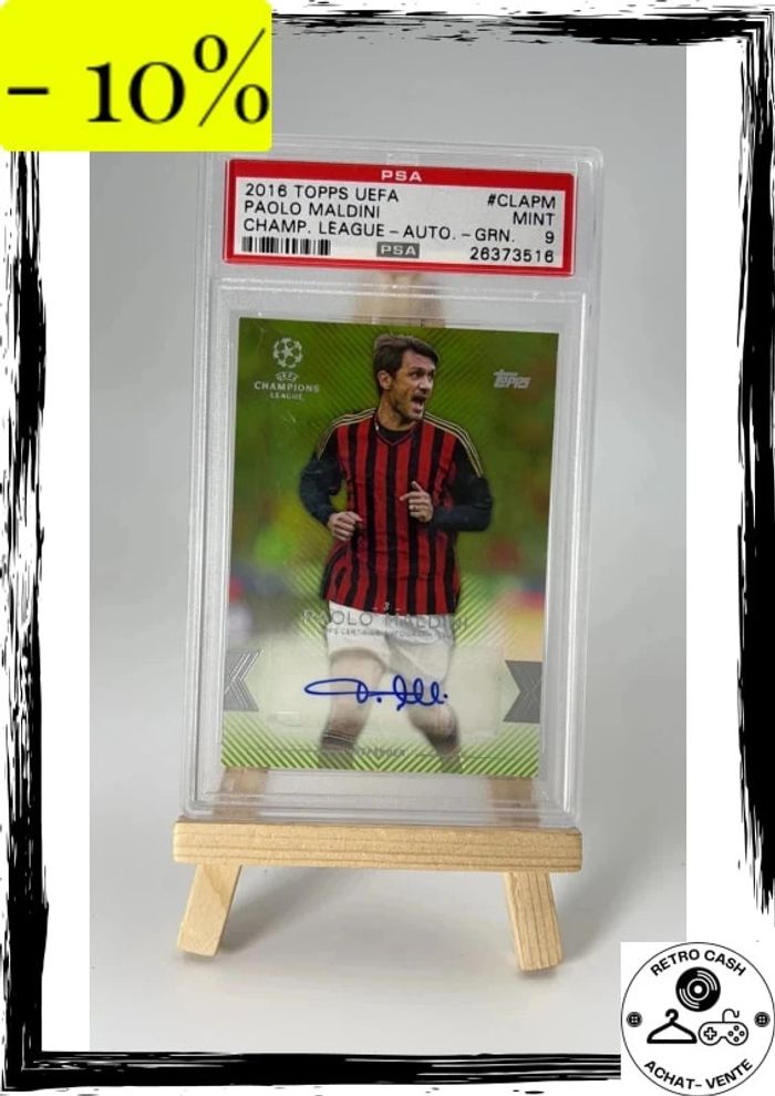 2015-16 Topps UEFA Champions League Showcase Paolo Maldini vert /150 psa 9
