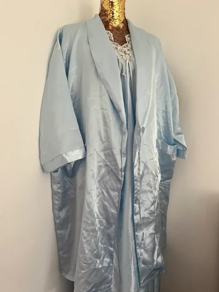 Ensemble nuisette 2 kimonos bleu 38 /40 vintage - photo numéro 11