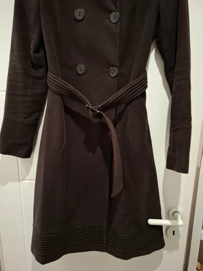 Manteau trench long marron - Naf Naf - 36 - très bon état - photo numéro 2
