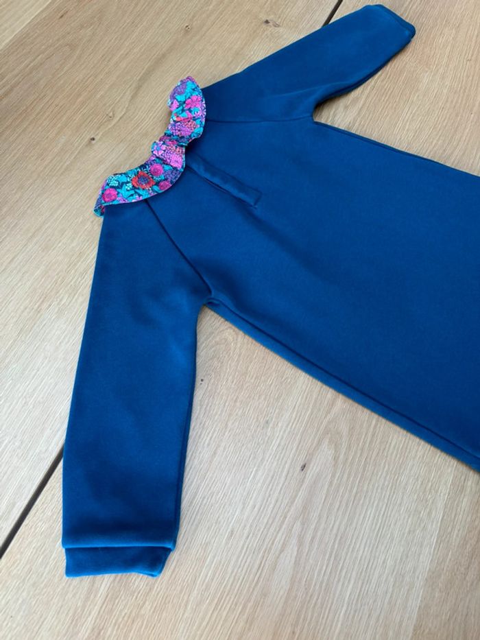 Robe en molleton bleu marine et col froufrou liberty Margaret Annie - Taille 3 Ans - photo numéro 11