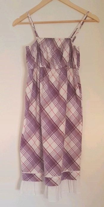 Robe d'été à bretelles réglables  mauve et blanc