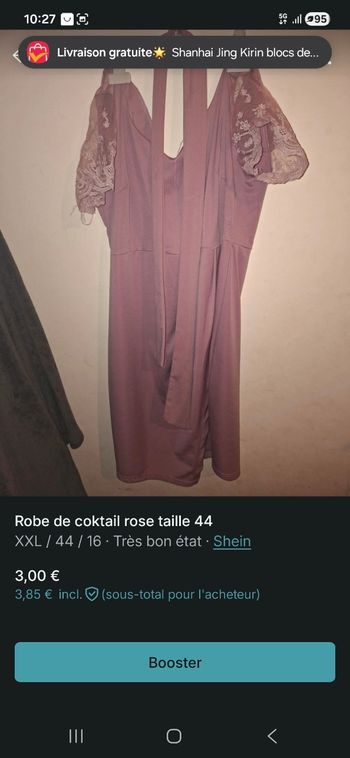 Robe coktail rose taille 44 