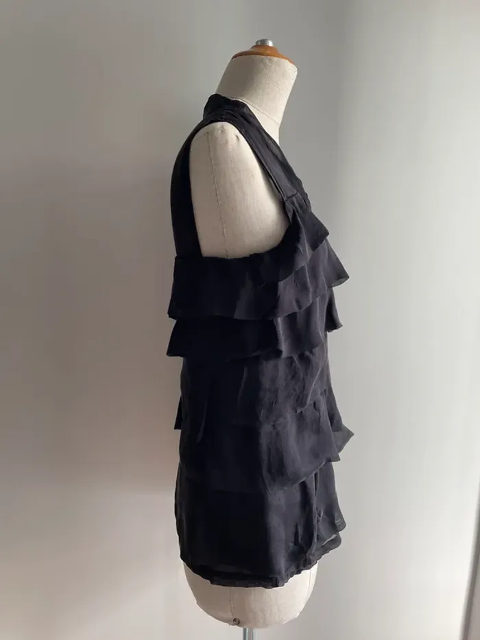 Haut noir en soie à volants Vero Moda T.36 - photo numéro 3