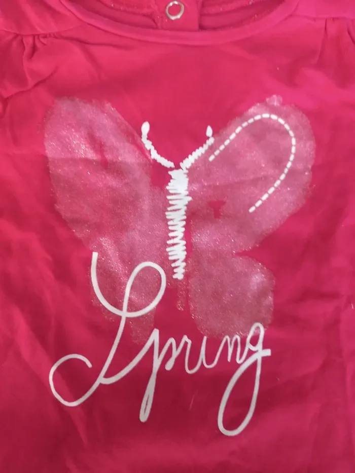 T-shirt rose "papillon" in extenso 12mois 74cm - photo numéro 3