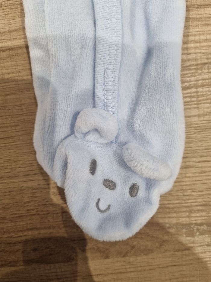 Pyjama Velours Bébé Bleu Ciel Éléphant - Mixte - Taille 3 Mois Très Bon État - photo numéro 4
