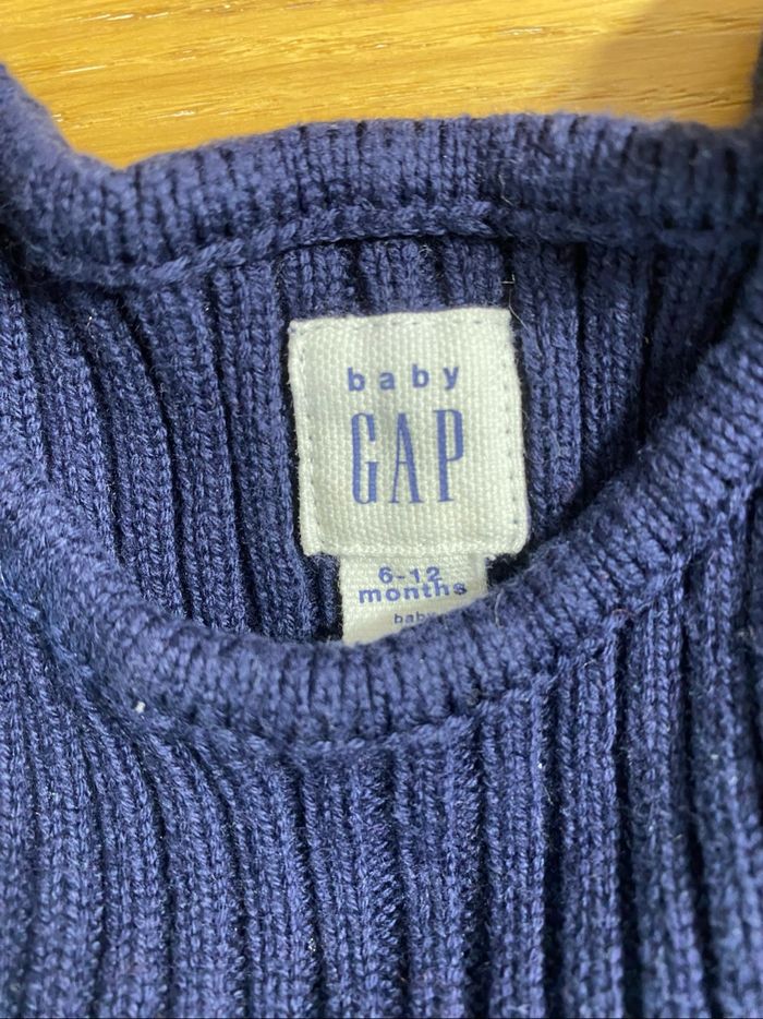 Baby GAP Robe Pull bleu à fleurs Taille 6/12 mois - photo numéro 4