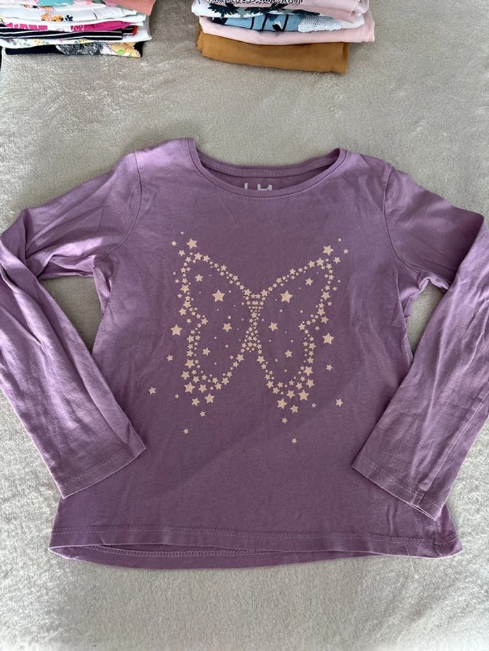 T-shirt manches longues 8 ans mauve