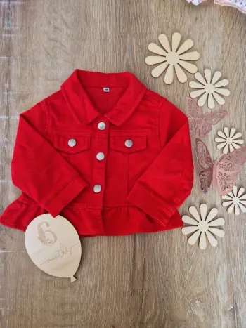 Veste en jean rouge zeeman bebe fille 6 mois