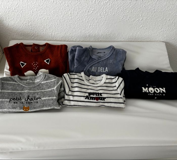 Lots de pyjama 1 mois velours/leger - photo numéro 3