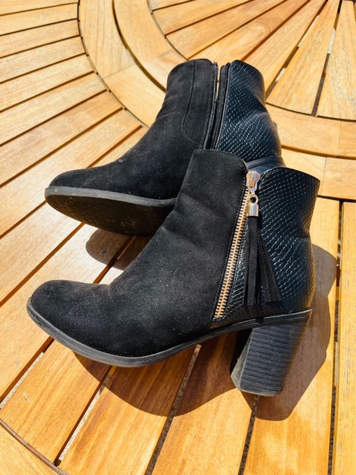 Bottines noires talons ponpons automne hiver - photo numéro 2