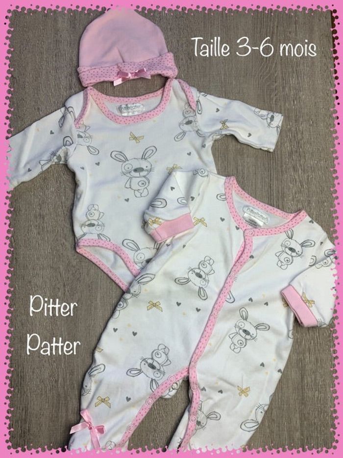 Ensemble pyjama body et bonnet - taille 3-6 mois