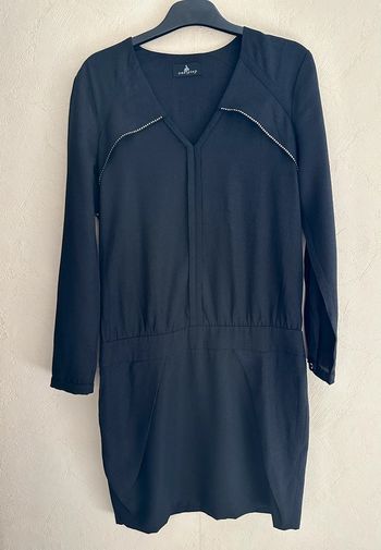 Robe casual noire manches longues col V  femme taille 34 One step