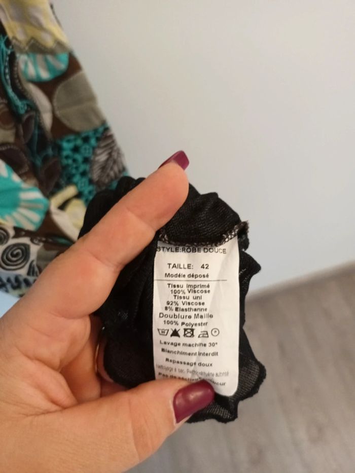 Robe bleu marron beige t42 - photo numéro 8