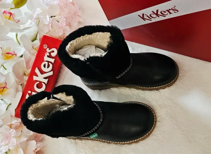 Bottes Bottines Cuir Zip Fourrées Kickers T31 - photo numéro 3