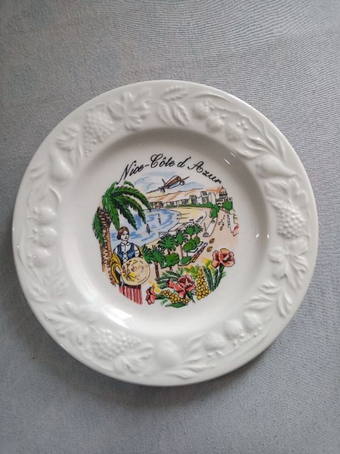 Assiette parlante décorative émaillée Nice Côte d'Azur