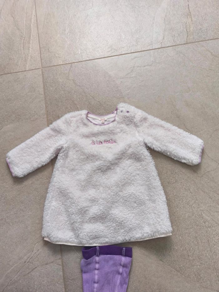 Robe aspect moumoute et collants Catimini 12 mois