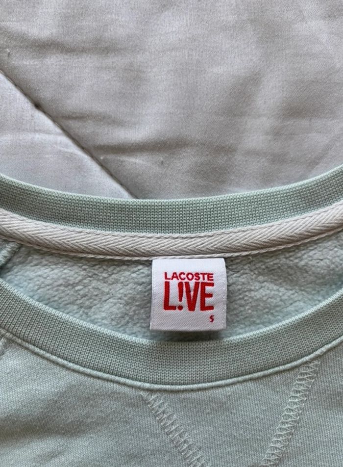 Pull sweat léger col rond Lacoste live bleu clair intérieur polaire devanlay taille S/36 - photo numéro 6