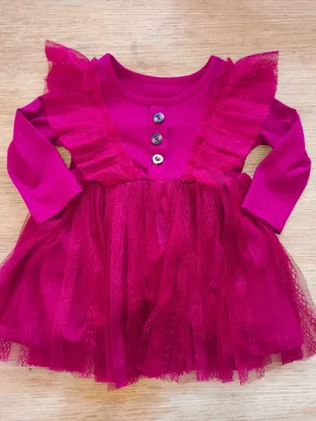Robe dentelle fille bordeaux 9 12 mois excellent état