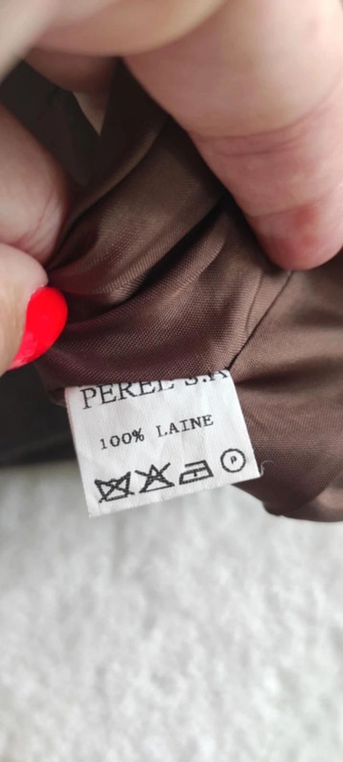 Veste Blazer Perel Paris 100% laine XL Vintage oversize beige marron made in France - photo numéro 12