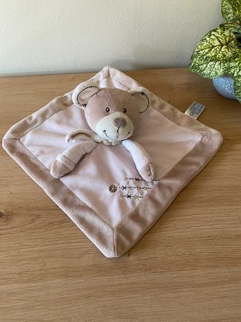 Doudou plat ours rose bord beige simba toys