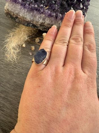 Bague en argent et tanzanite véritable de Tanzanie - Pierre naturelle
