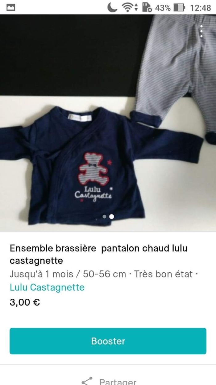 Ensemble brassière pantalon chaud 1 mois lulu castagnette