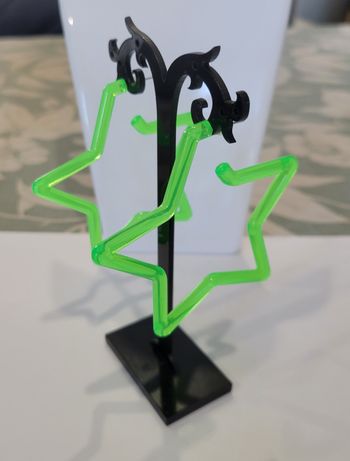 BOUCLES D'OREILLES ANNEAUX CREOLES ETOILE VERT FLUO SOIREE ANNEE 80 ! NEUF