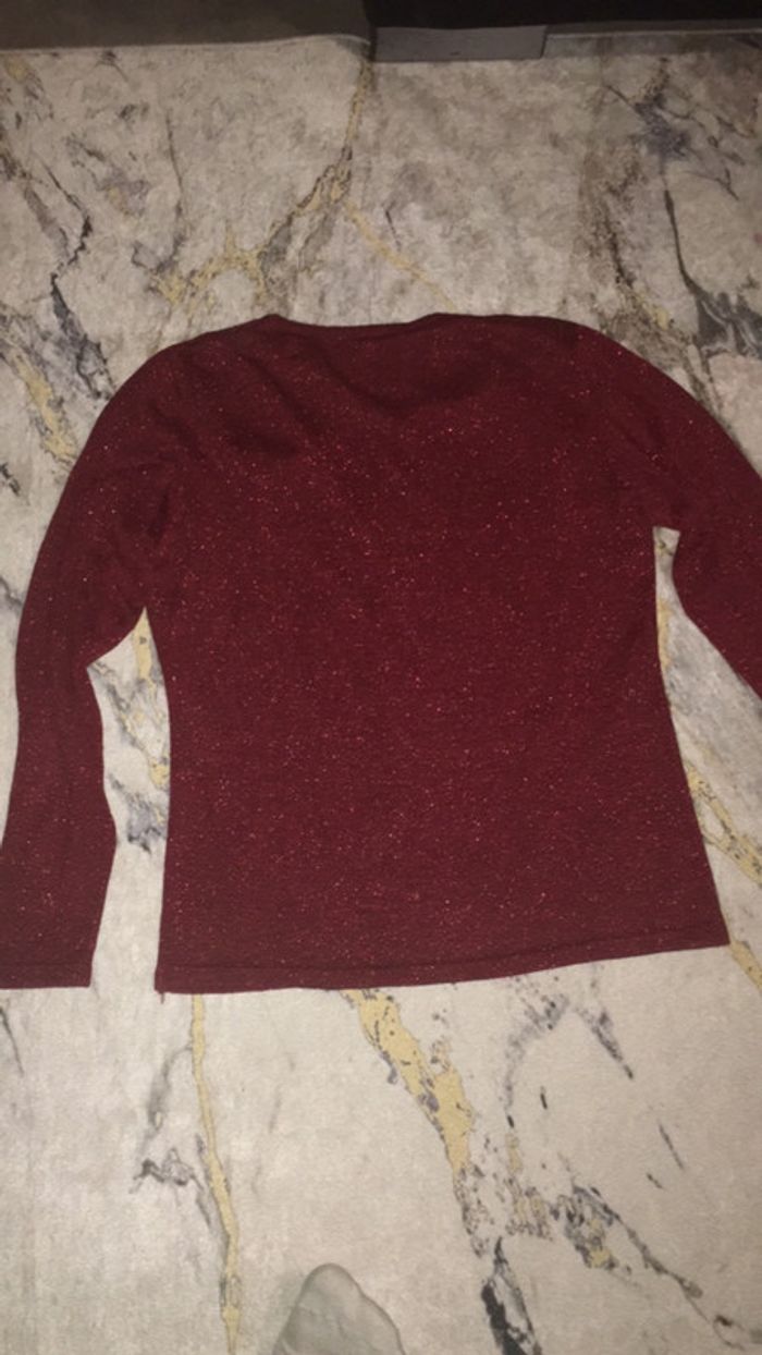 Pull bordeaux paillettes - photo numéro 3