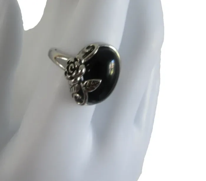 bague en argent 925 + jade synthétique taille 7 = France 54.4 = 17.3 mm - photo numéro 6