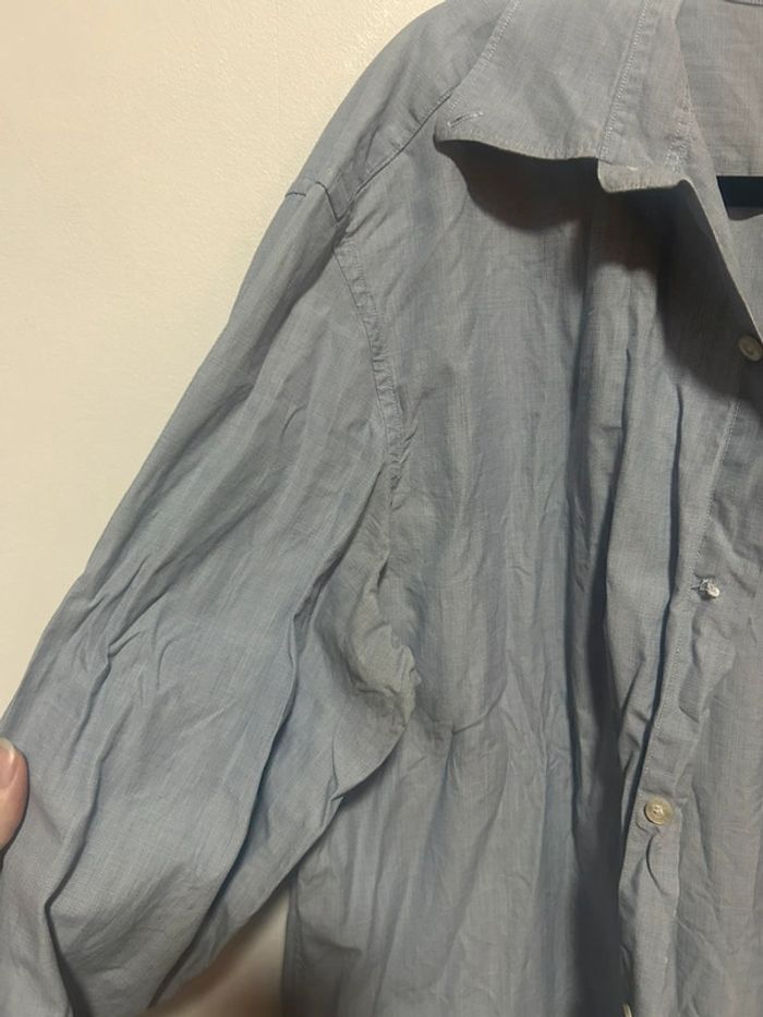 Jolie chemise unie grise/bleue • Lacoste • Taille 41/L • 100% coton - photo numéro 4