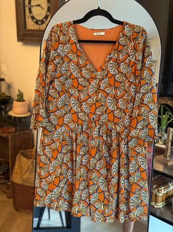 Robe midi orange à imprimé graphique Orféo – T.S