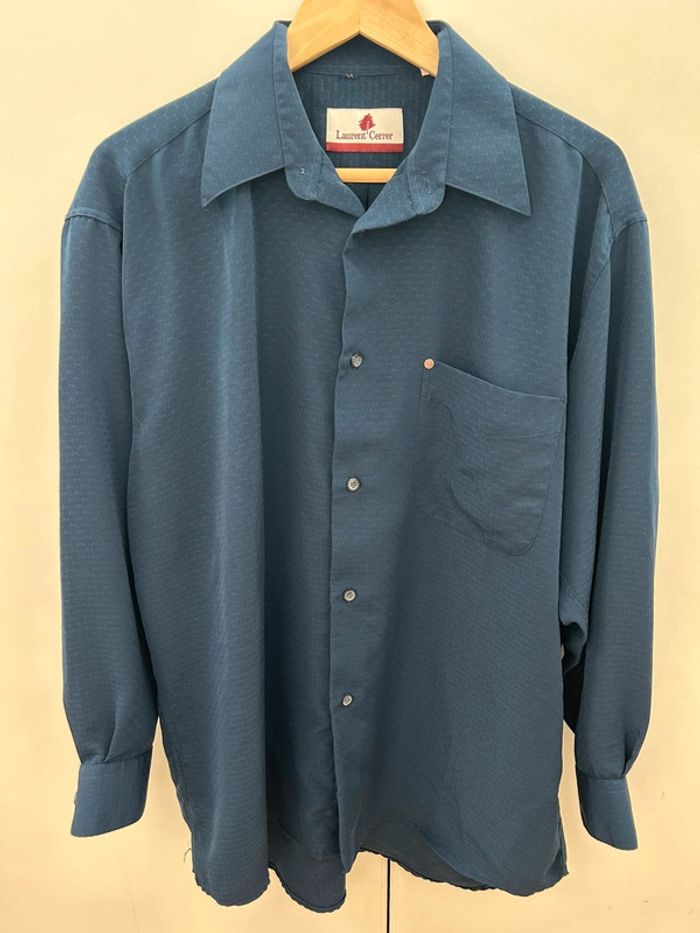 Chemise bleu marine manches longues homme Laurent cerrer taille 4 xl