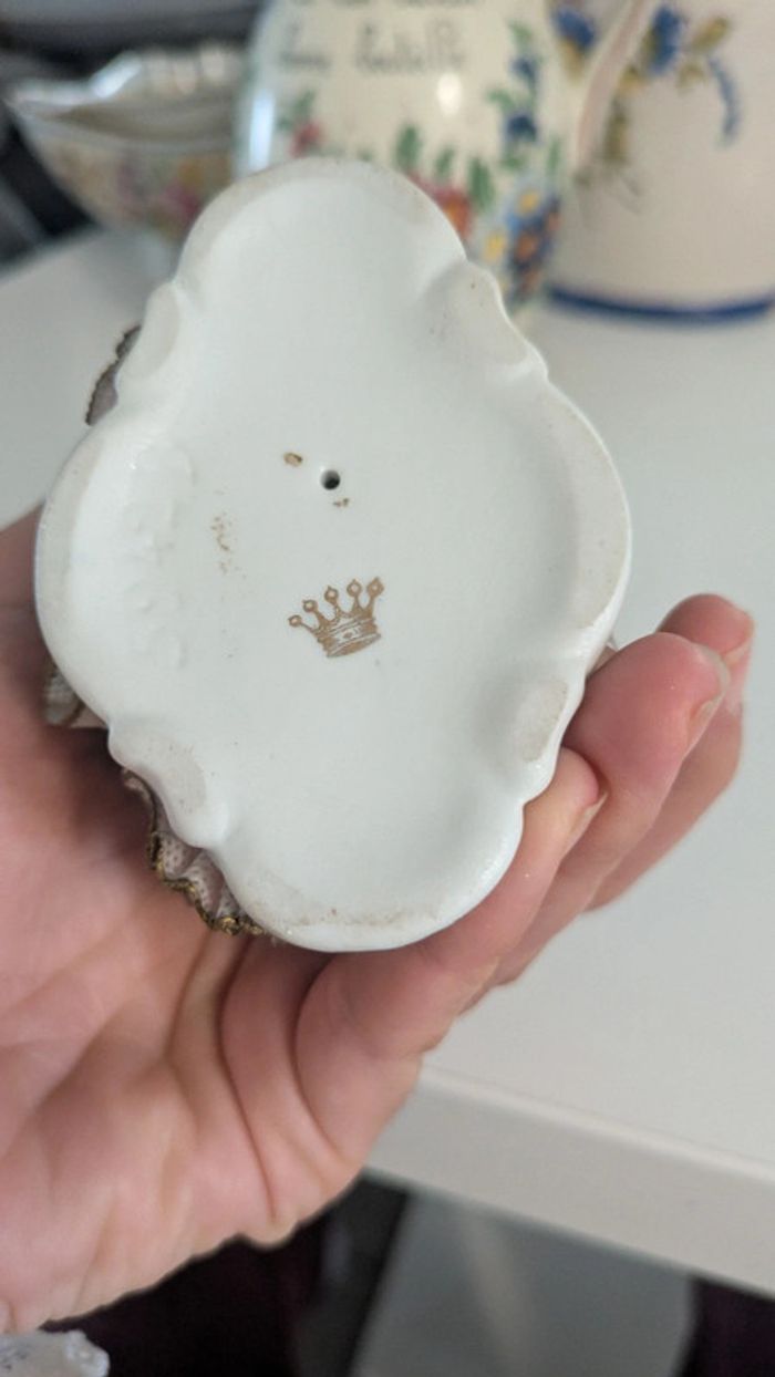 Figurine de couple en porcelaine de Dresde, dentelle de verre - photo numéro 6