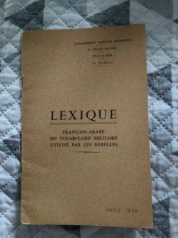 #lexique français arabe du vocabulaire militaire utilisé par les rebelles