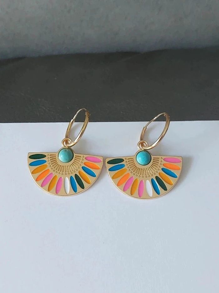 boucles d'oreilles pendantes style bohème aztèque - photo numéro 2