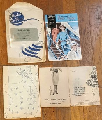 Lot de 3 anciens patrons Mode et travaux + supplément 1960 vintage