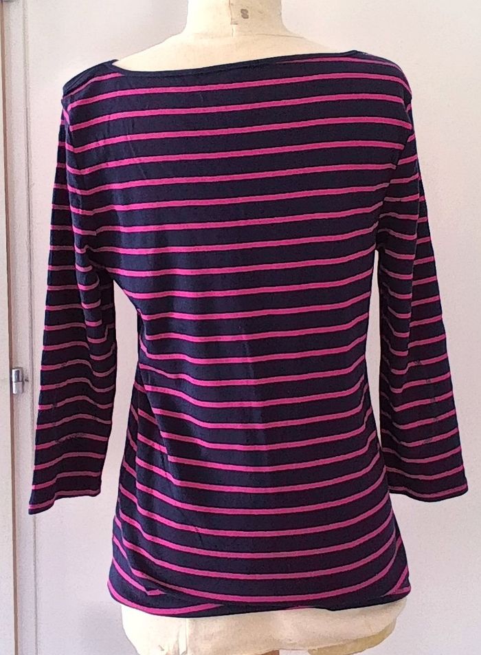 T-shirt à manches longues rayé noir et rose – Tex – Taille XXL – Femme - photo numéro 2