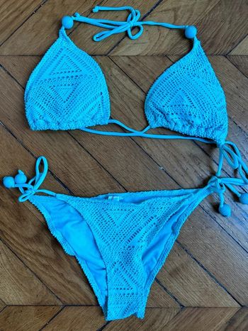 Superbe maillot ETAM turquoise crochet 2 pieces taille 40