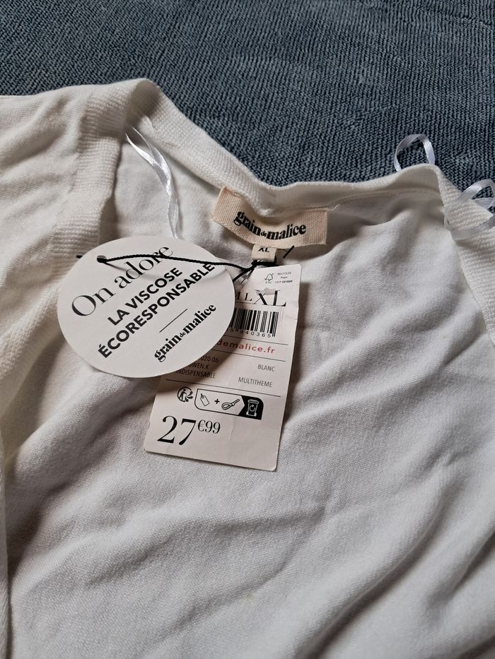 Gilet blanc avec dentelle grain de malice xl  neuf - photo numéro 3