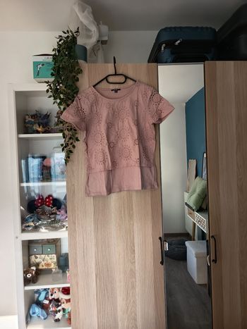 Tee-shirt rose clair avec broderie Kiabi - Taille S 36