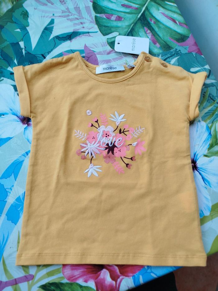 #tee shirt#jaune#motif fleuri - photo numéro 2
