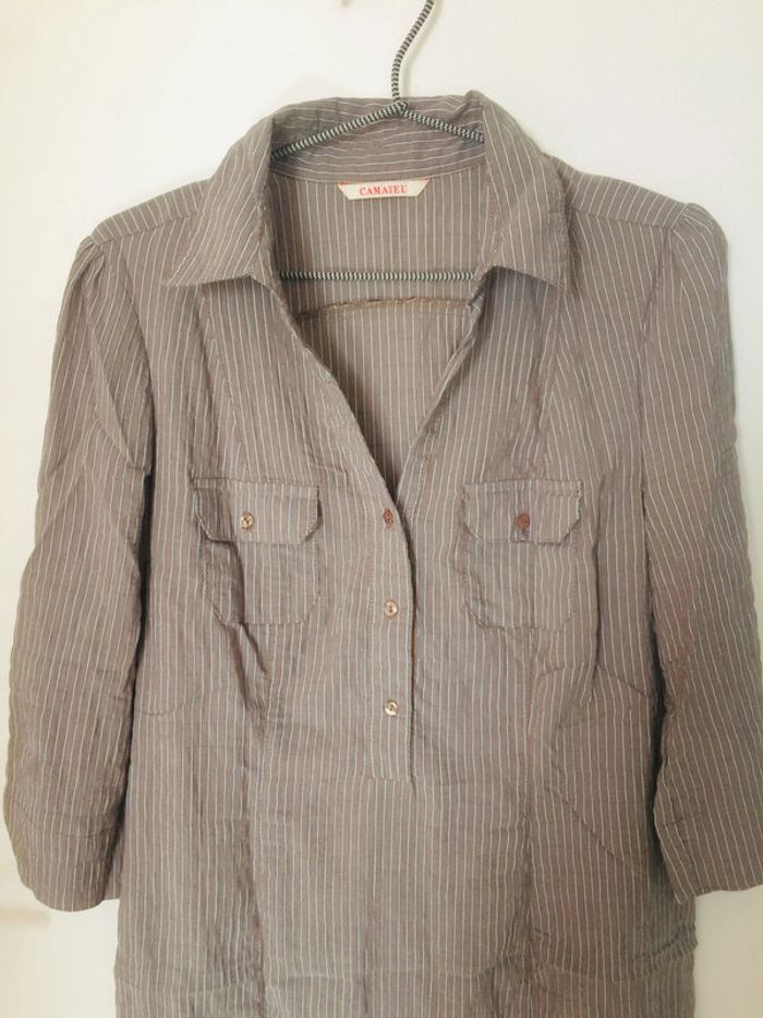 Tunique / chemise à fines rayures - Camaïeu - photo numéro 3