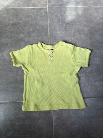 T-shirt vert fille 12 mois 3 Pommes