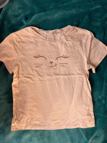 T-shirt chat beige 5-6 ans