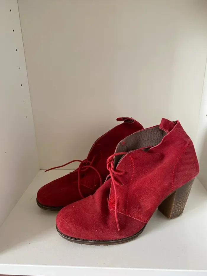 Bottines rouges en cuir nubuck 36 - photo numéro 2