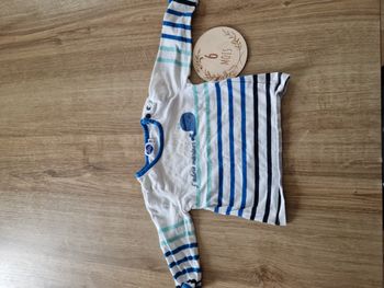 T-shirt Manches Longues Marinière Baleine Mots d'enfants - 6 mois